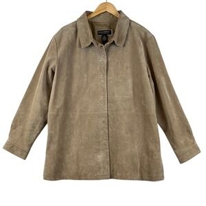 Dialogue Suede Leather Jacket Western‎ Cowboy Style Button Up 1X